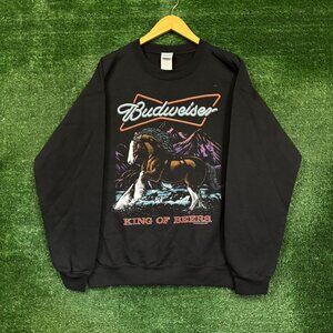 Budweiser King of Beers Oversized Crewneck Sweater Size Medium